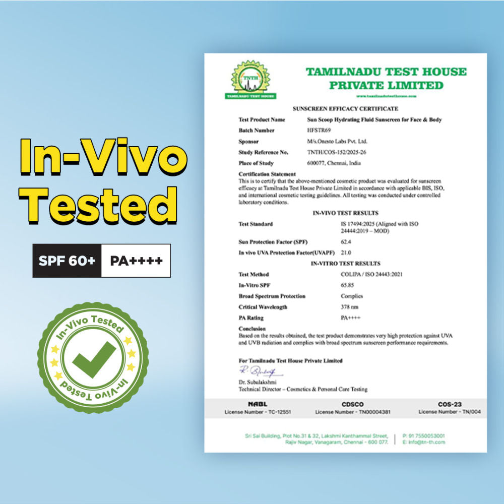 Hydrating Fluid Sunscreen for Face and Body SPF 60 PA++++ In-Vivo Tested Cooling Sensation