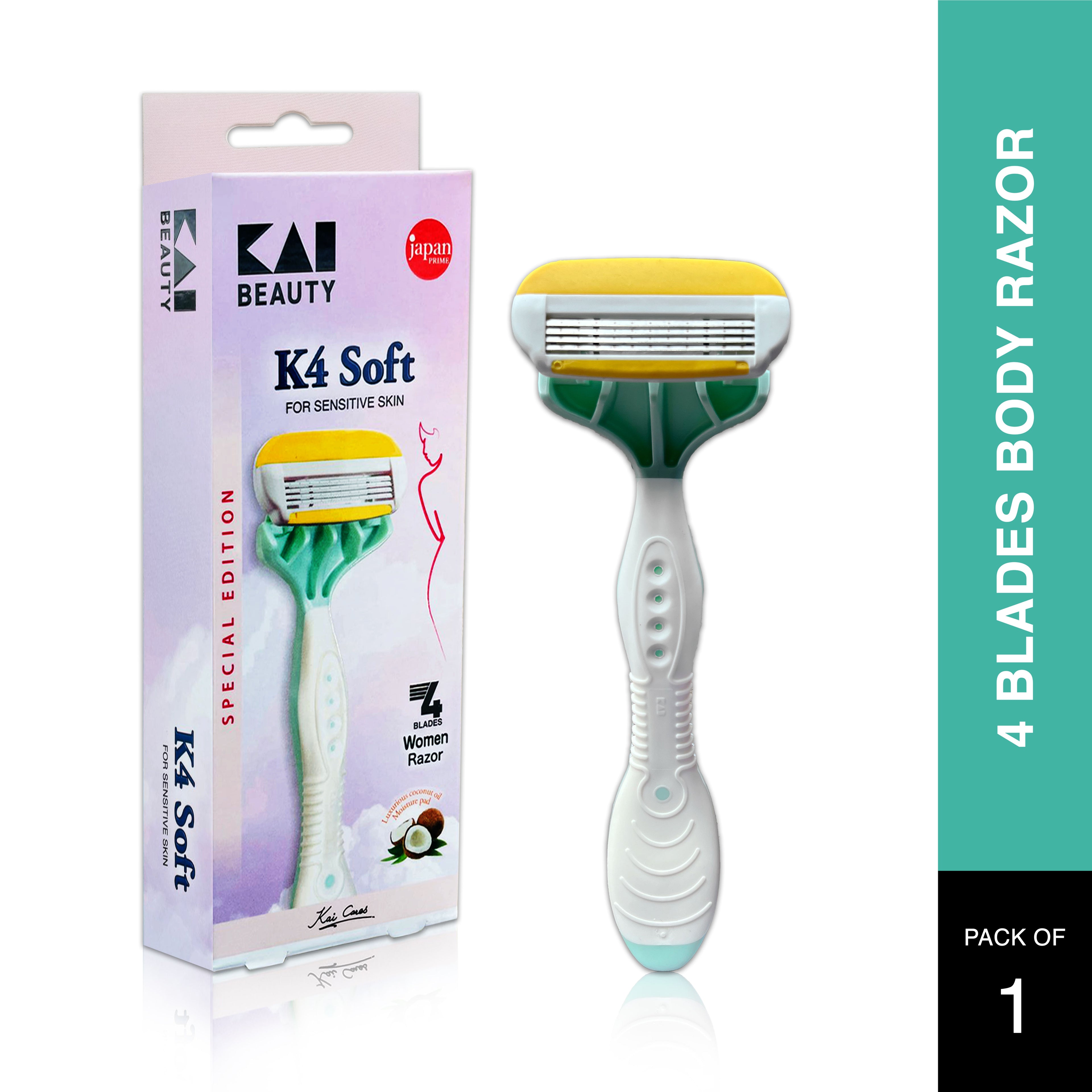 K4 Soft 4-Blade Reusable Razor for Women with Sensitive Skin