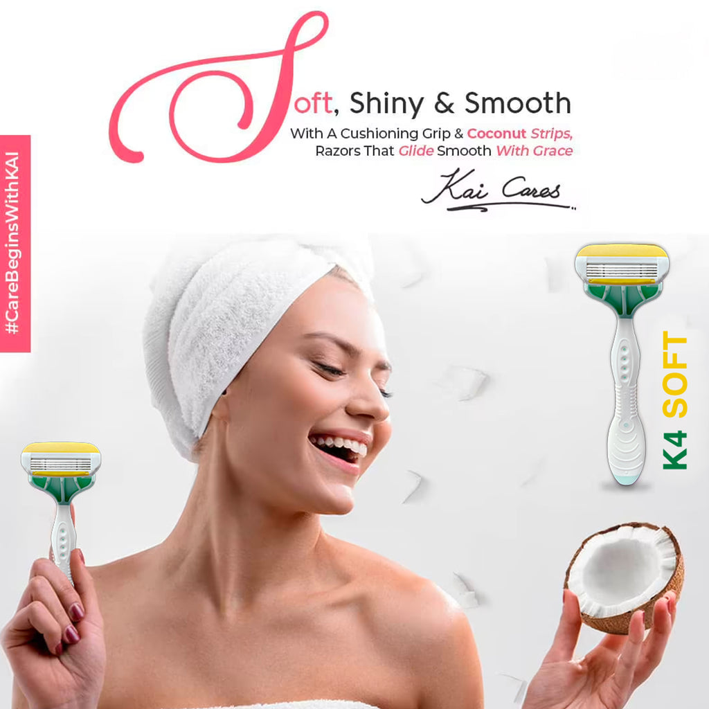 K4 Soft 4-Blade Reusable Razor for Women with Sensitive Skin