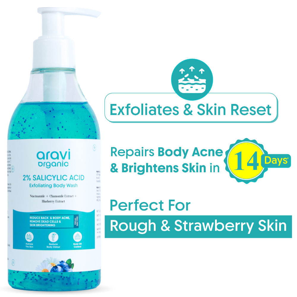 2% Salicylic Acid Exfoliating Body Wash - For Tan Removal, Body Acne & Strawberry Skin