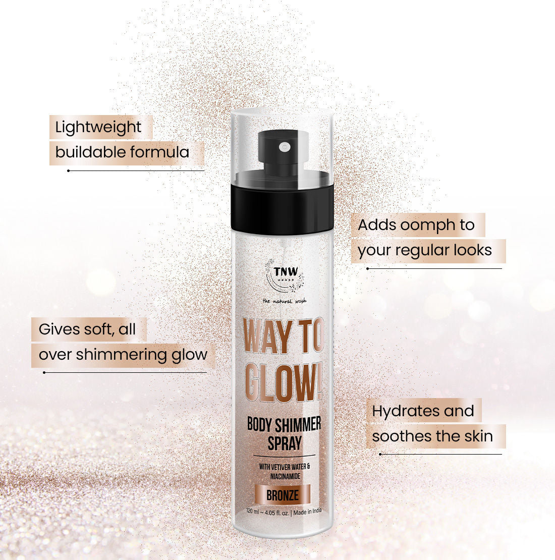 Way to Glow Body Shimmer Spray Hydrates skin Improved texture