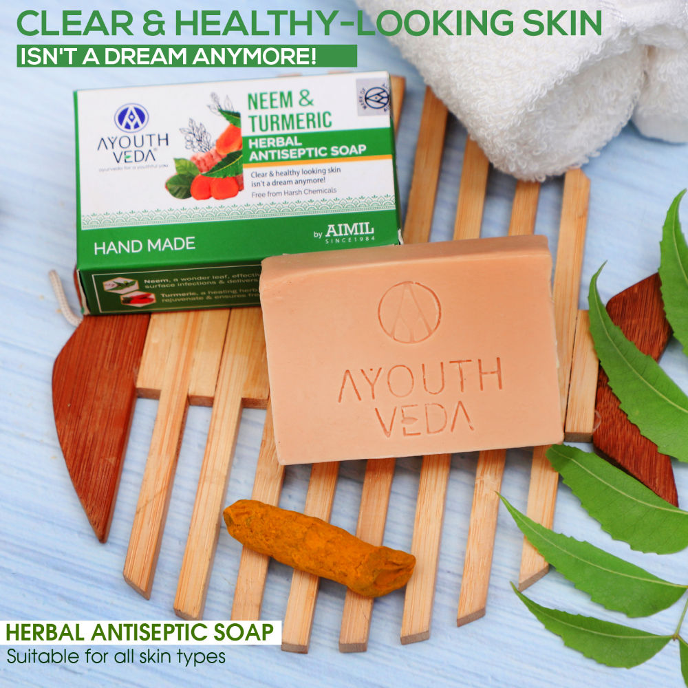 Neem & Turmeric Herbal Antiseptic Soap to Deep Clean & Reduce Acne for Clear Skin