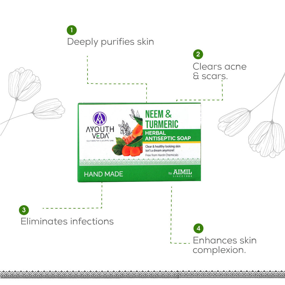 Neem & Turmeric Herbal Antiseptic Soap to Deep Clean & Reduce Acne for Clear Skin