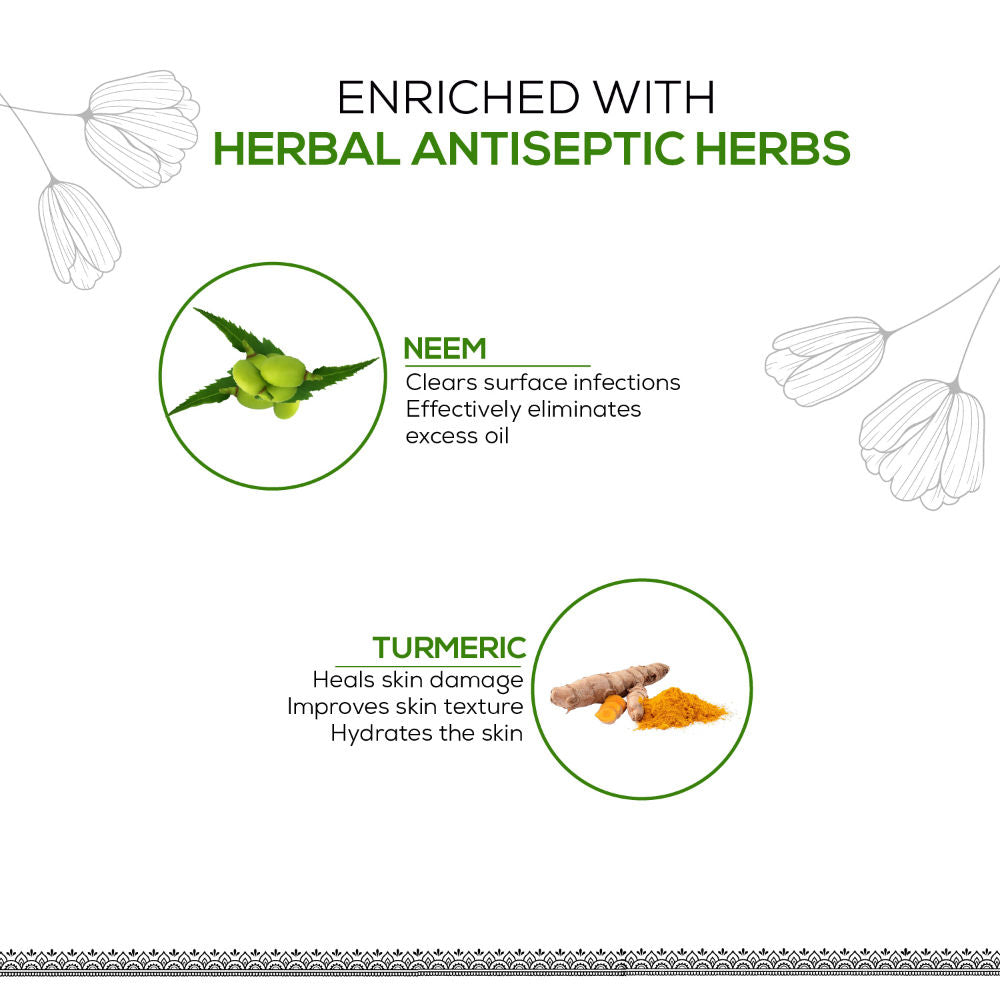 Neem & Turmeric Herbal Antiseptic Soap to Deep Clean & Reduce Acne for Clear Skin