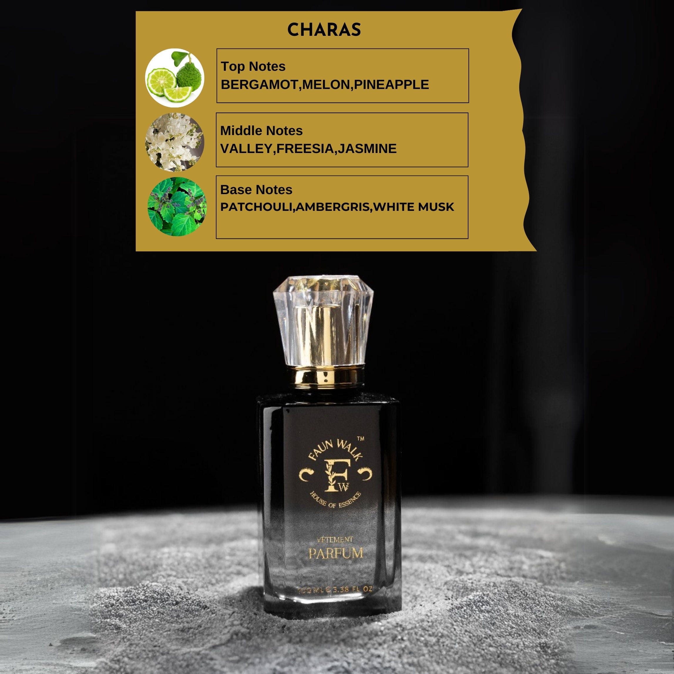 Faunwalk Charas Perfume With 2 Travel Size Mini Included-Fresh Aquatic Notes For Men