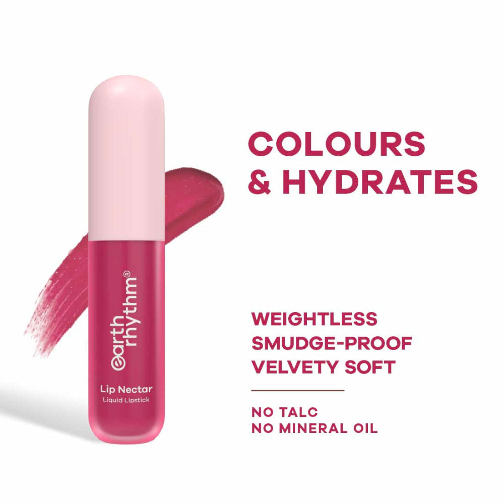 Lip Nectar Matte Liquid Lipstick, Weightless, Never Drying, No Mineral Oil - Rose