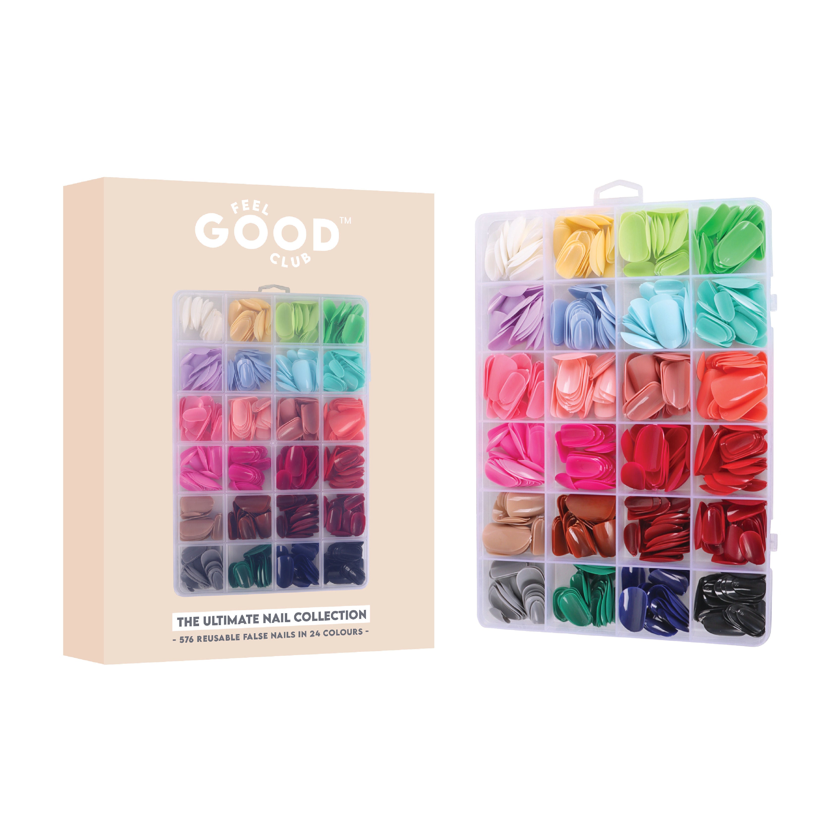 False Nails - Box Of 576 Pcs Press On/ Fake Nails In 24 Colours (Glue Not Included)