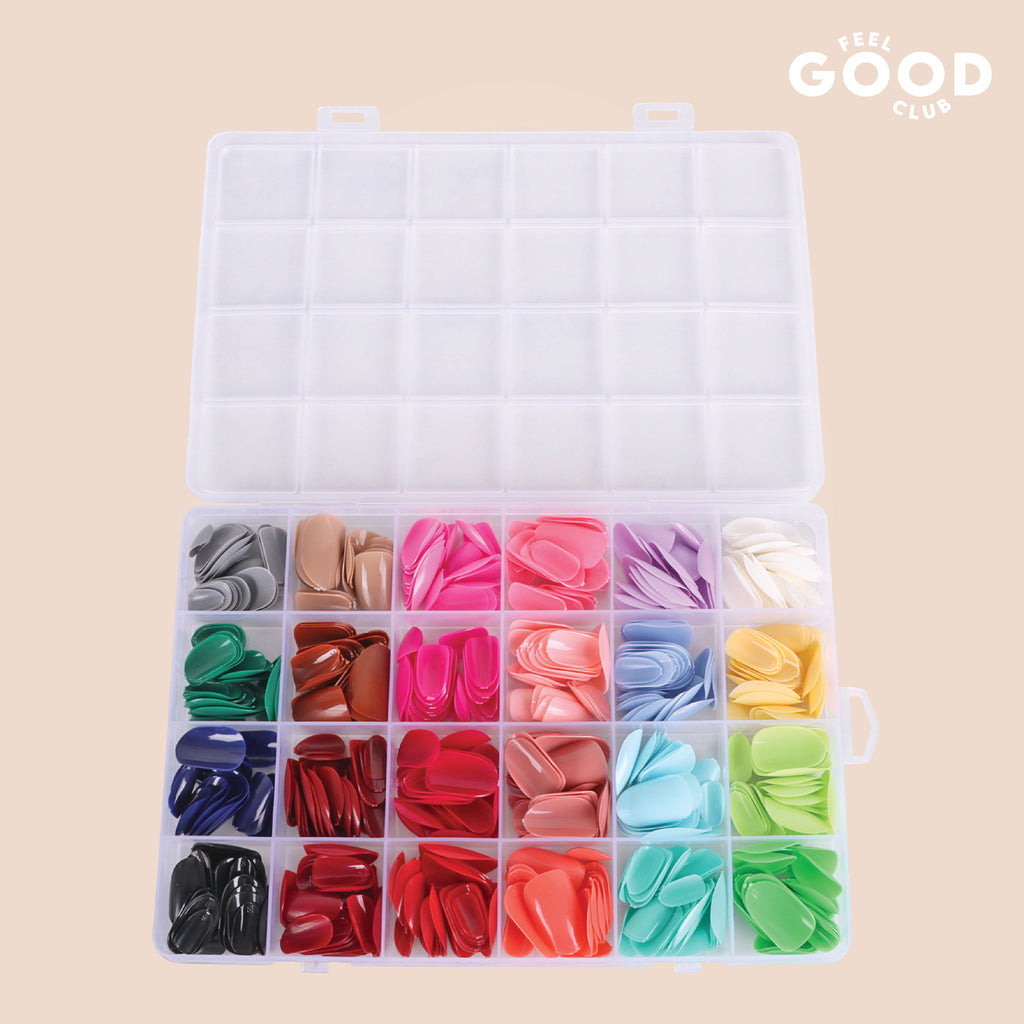 False Nails - Box Of 576 Pcs Press On/ Fake Nails In 24 Colours (Glue Not Included)