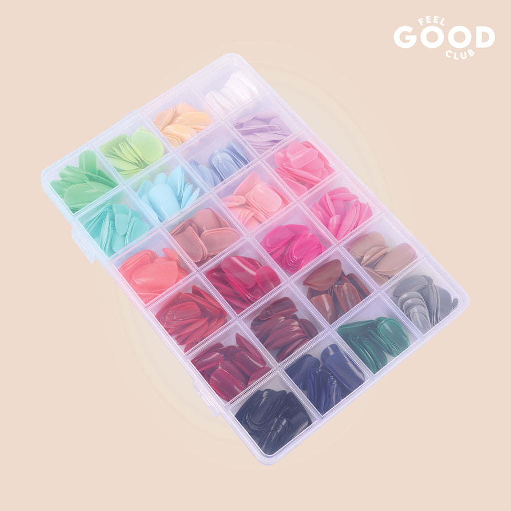 False Nails - Box Of 576 Pcs Press On/ Fake Nails In 24 Colours (Glue Not Included)