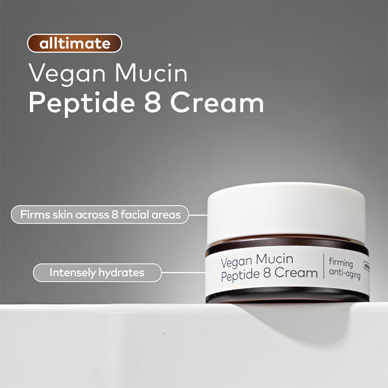 Alltimate Vegan Mucin 8 Peptide Cream - Anti Aging Korean Moisturizer with No Snails