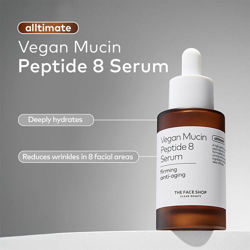 Alltimate Vegan Mucin Peptide 8 Serum - No Snails, Korean, Anti Aging, Hydrating