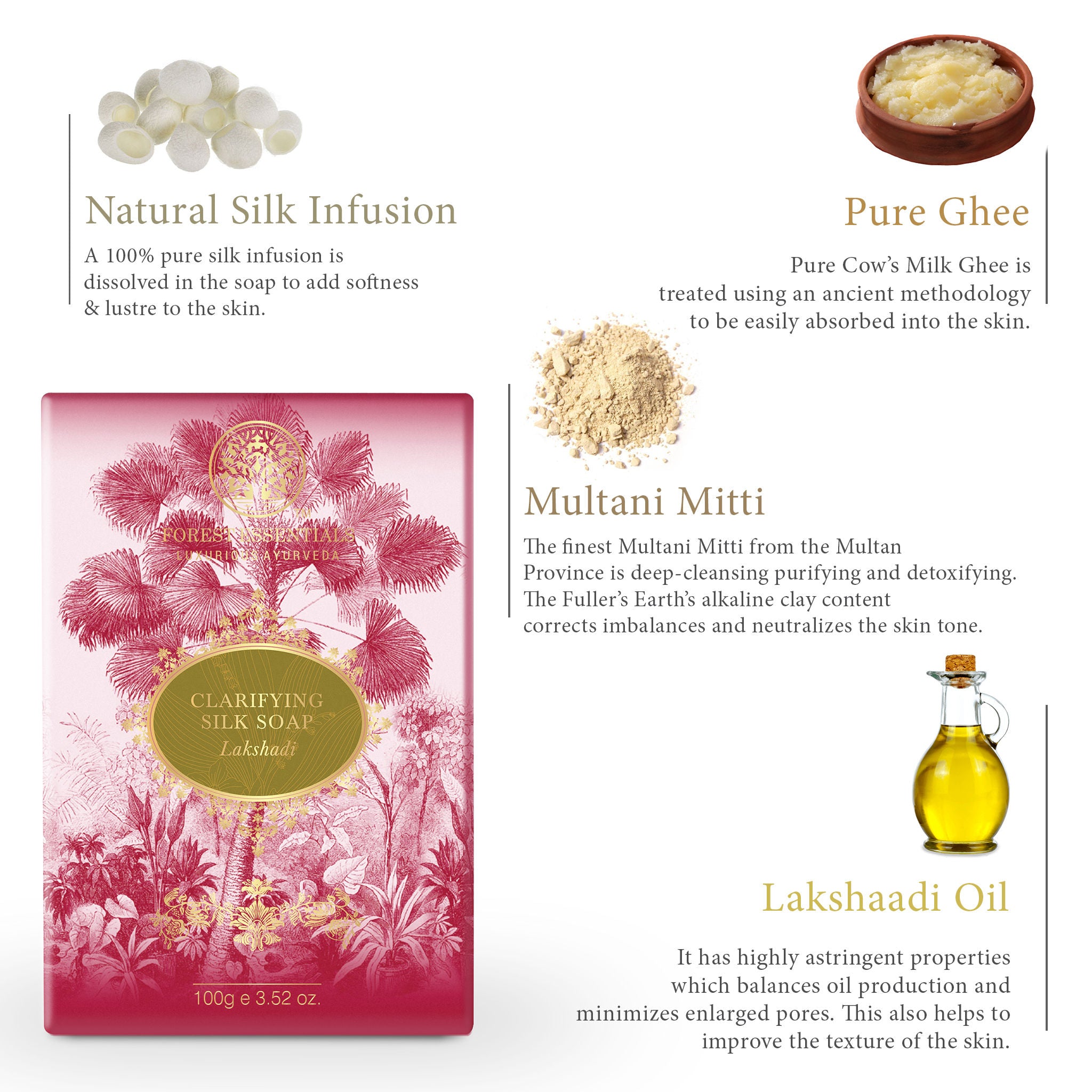 Clarifying Silk Soap Lakshadi Ayurvedic Luxury Handmade Soap for Bath