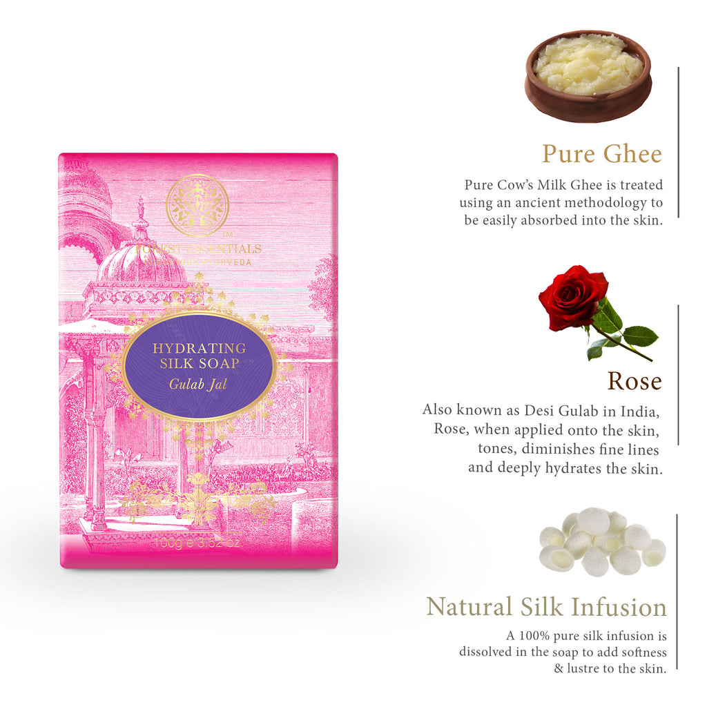 Hydrating Silk Soap Gulab Jal Ayurvedic Luxury Handmade Soap for Bath