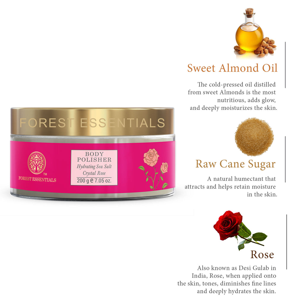 Body Polisher Hydrating Sea Salt Crystal Rose - Body Scrub for Tan Removal
