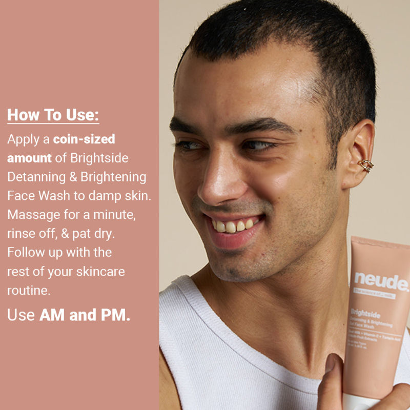 Neude Detanning and Brightening Gel Face Wash: Vitamin C, Goat Milk & Tartaric Acid