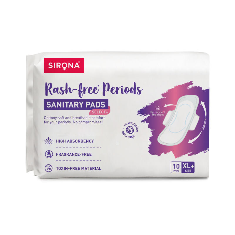 Cottony Soft Rash Free Sanitary Pads For Women 10 Pcs (Xl+) Ultra Thin & Breathable Top Layer