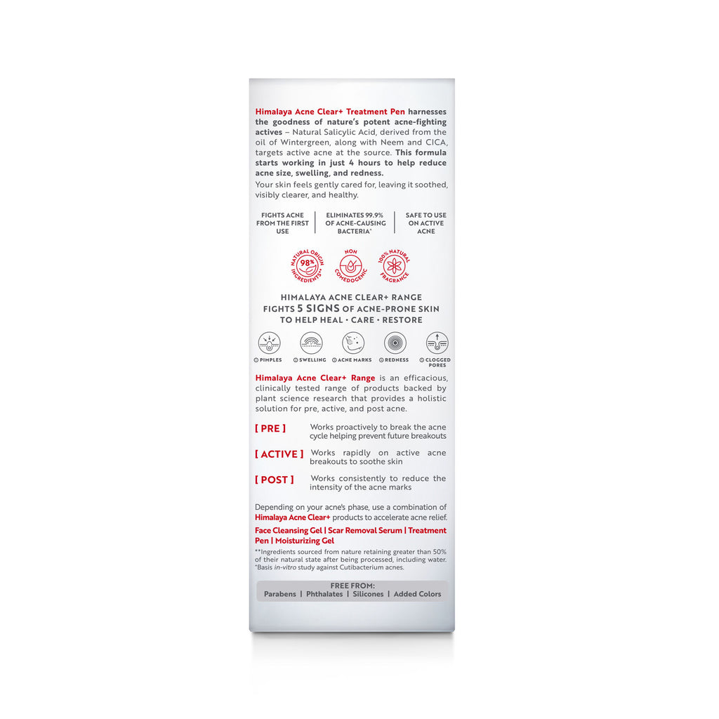 Acne Clear+ Spot Treatment Pen with 2% Natural Salicylic Acid Reducing Acne Size in 24 hrs