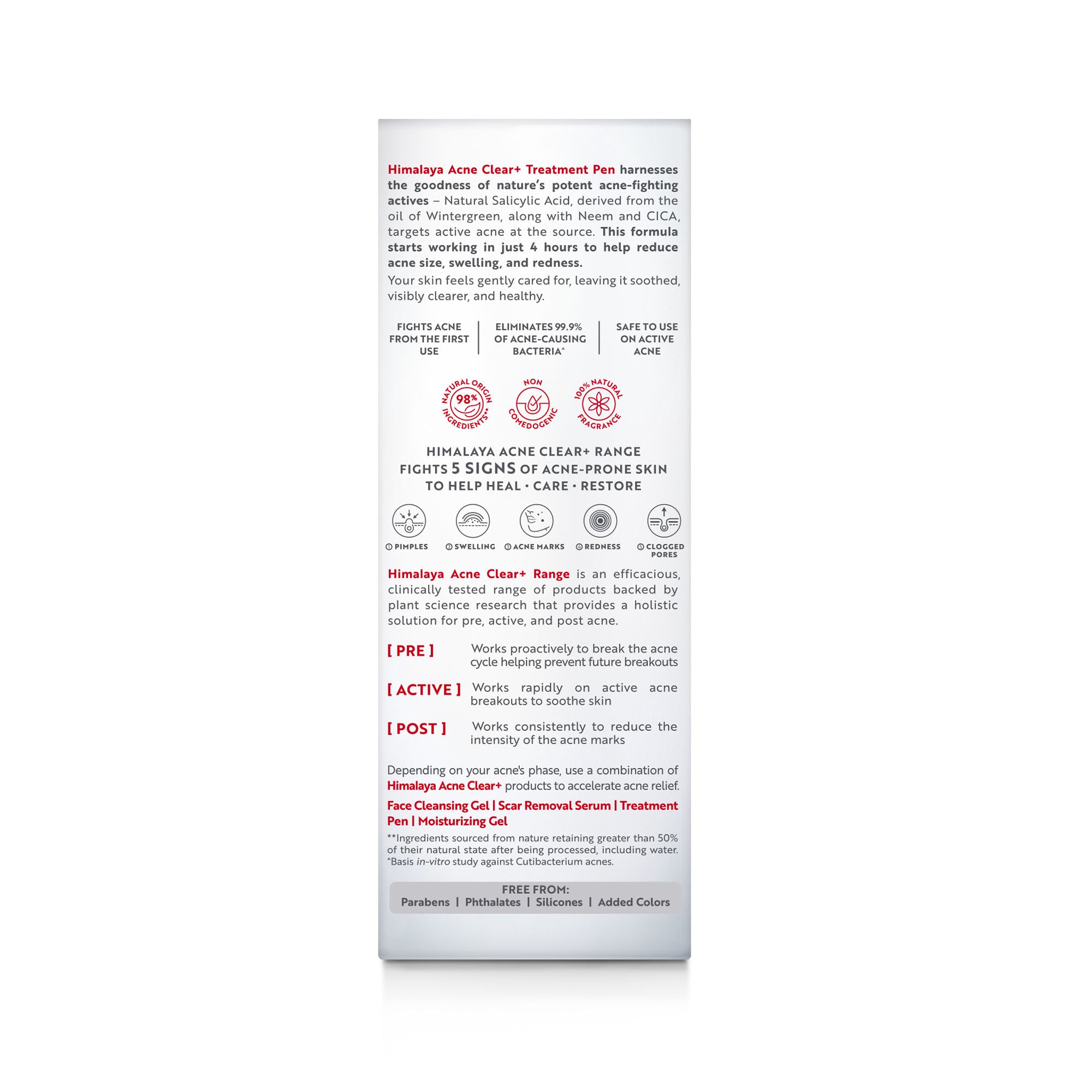 Acne Clear+ Spot Treatment Pen with 2% Natural Salicylic Acid Reducing Acne Size in 24 hrs