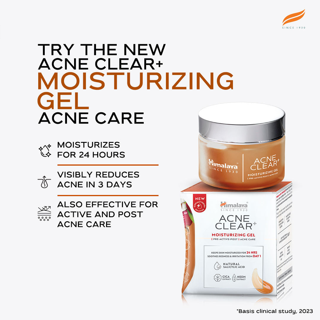 Acne Clear+ Moisturizing Gel with Natural Salicylic Acid For Active Acne & Oily Skin