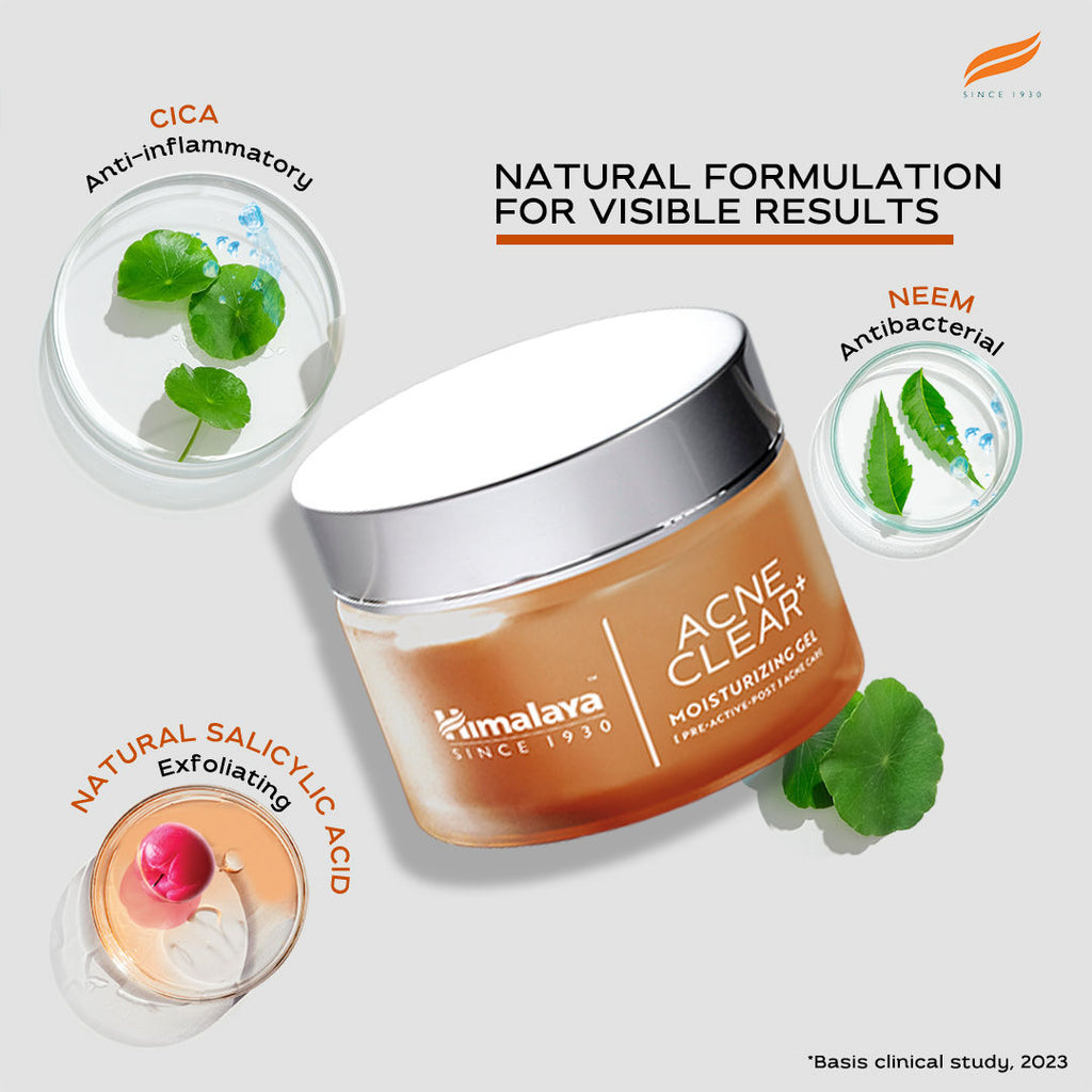 Acne Clear+ Moisturizing Gel with Natural Salicylic Acid For Active Acne & Oily Skin