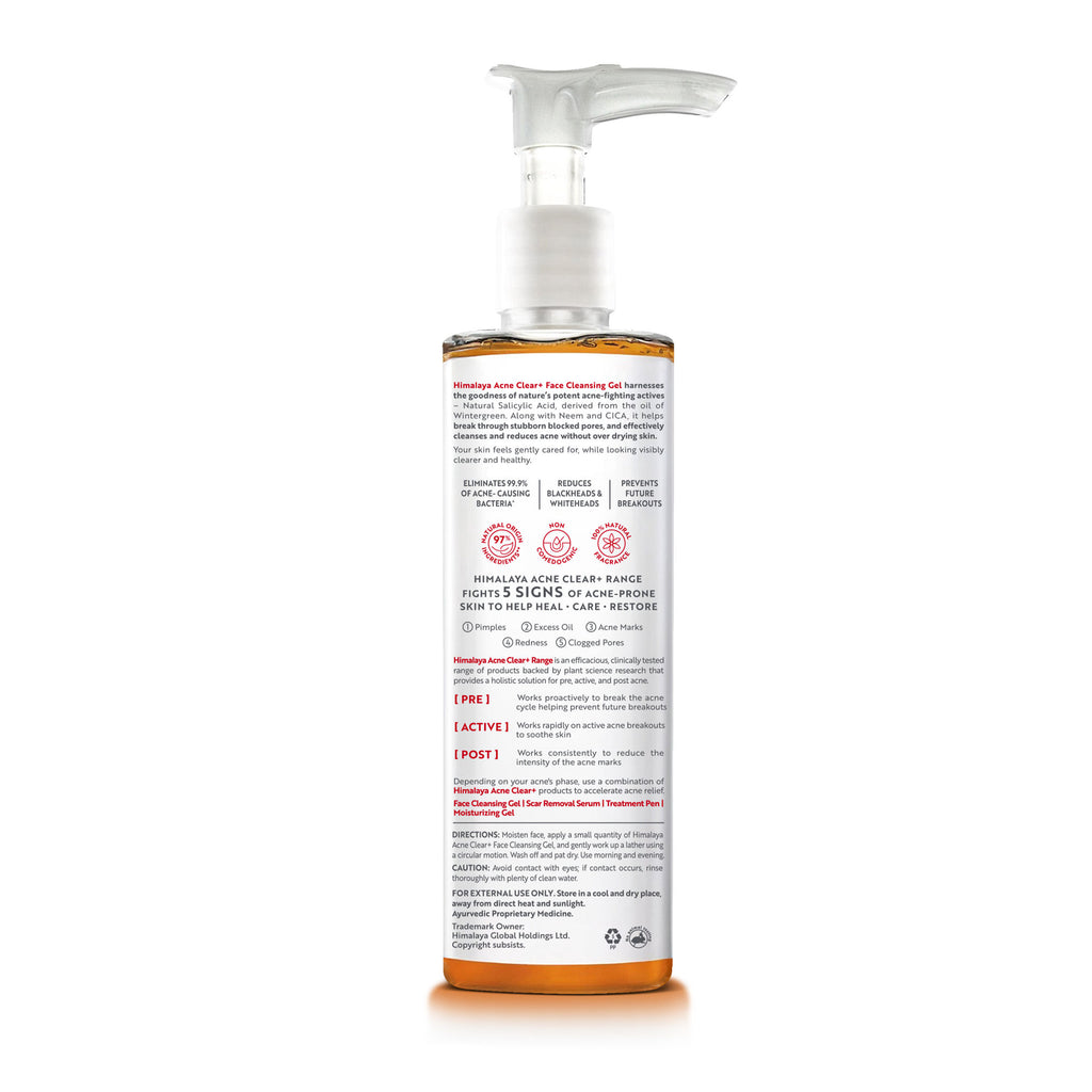 Acne Clear+ Face Cleansing Gel with Natural Salicylic Acid for Reducing Acne & Sebum