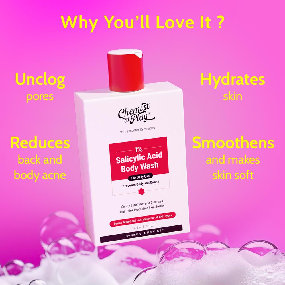 1% Salicylic Acid Acne Control Body Wash For Back And Body Acne And Back Acne