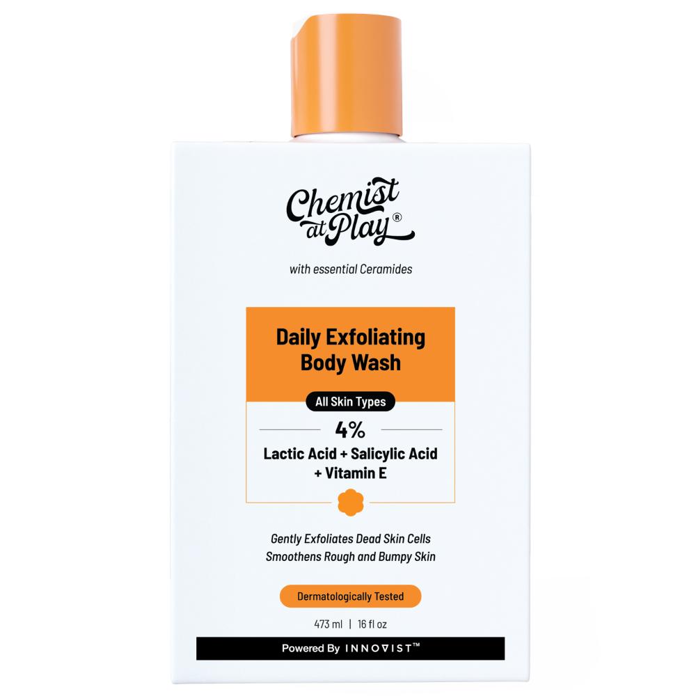 Exfoliating Body Wash with 4% Lactic Acid, Salicylic Acid & Vit E, Treats Back Acne