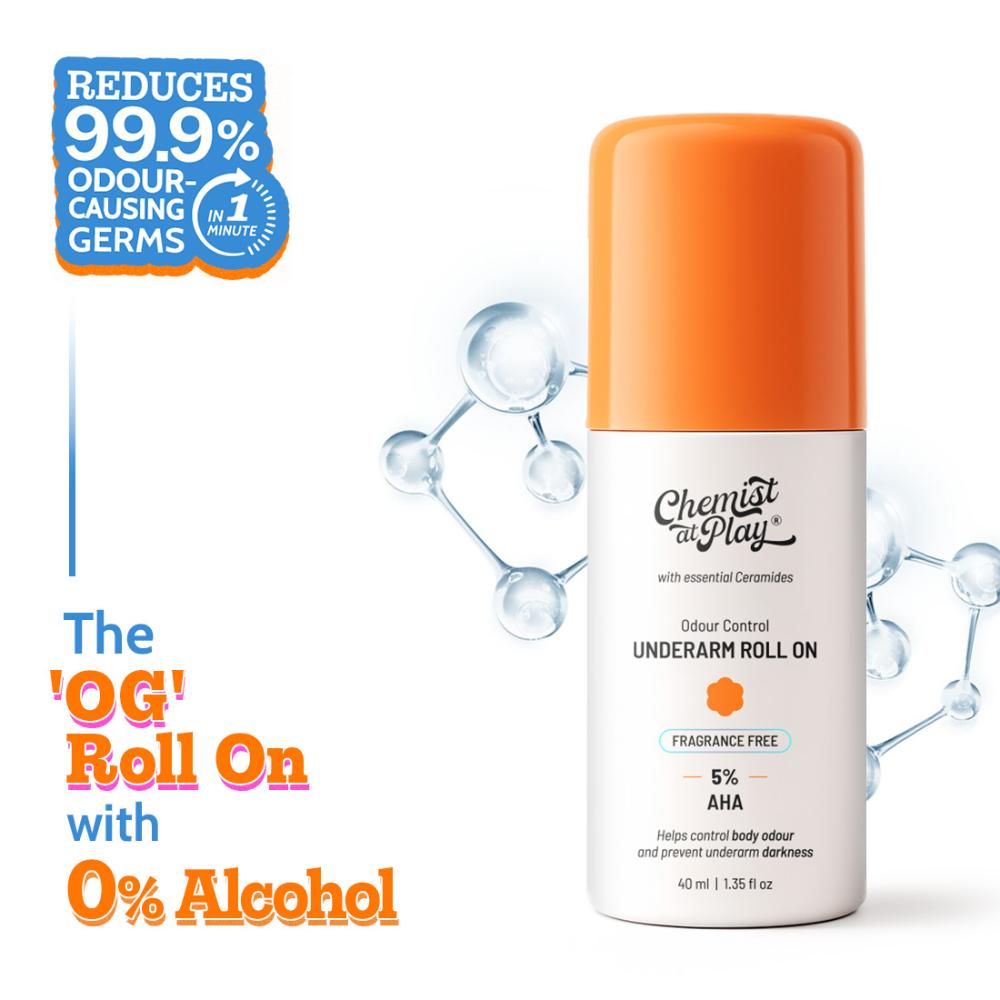 5% AHA Underarm Roll On Lactic Acid for Dark & Pigmented Skin - Fragrance Free