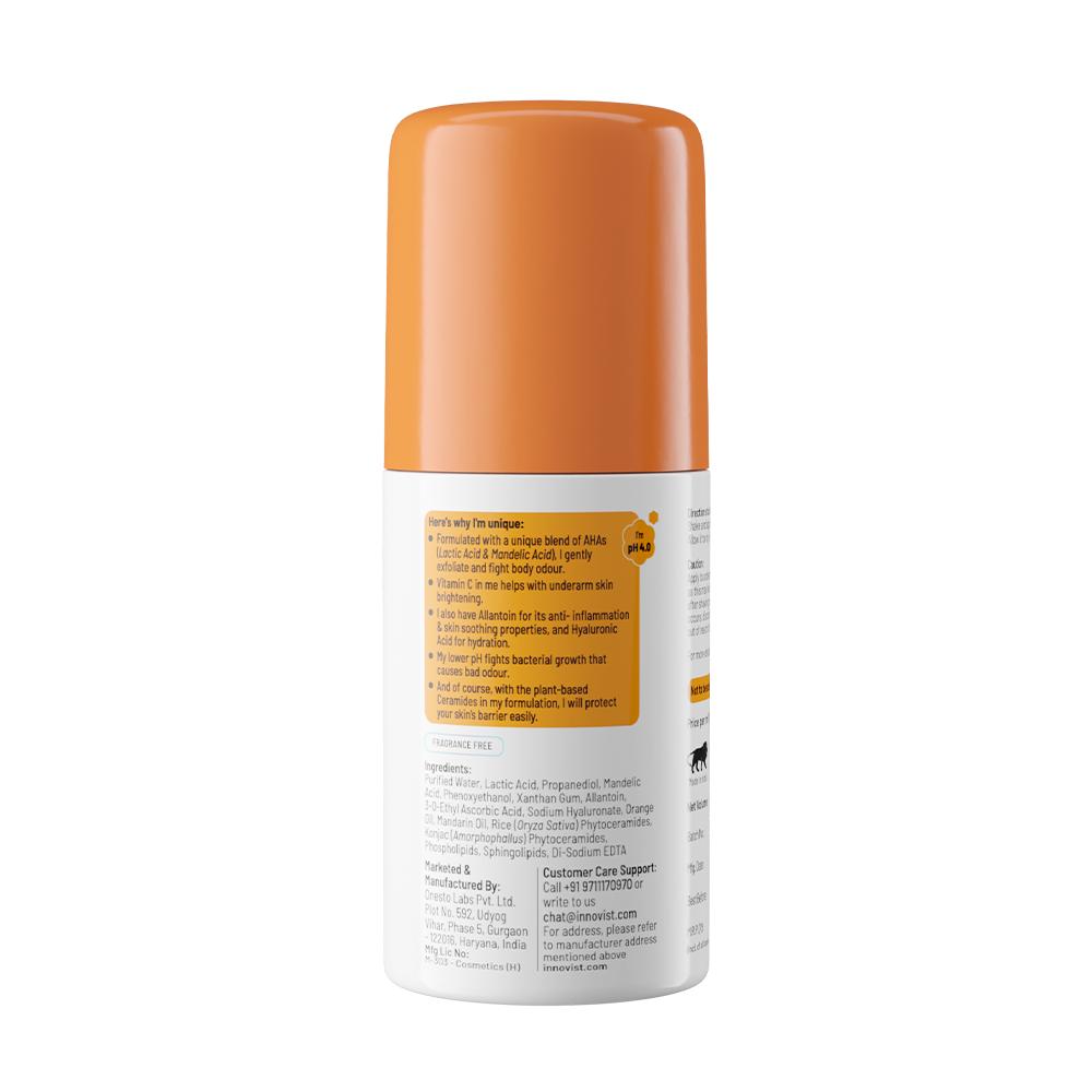 5% AHA Underarm Roll On Lactic Acid for Dark & Pigmented Skin - Fragrance Free