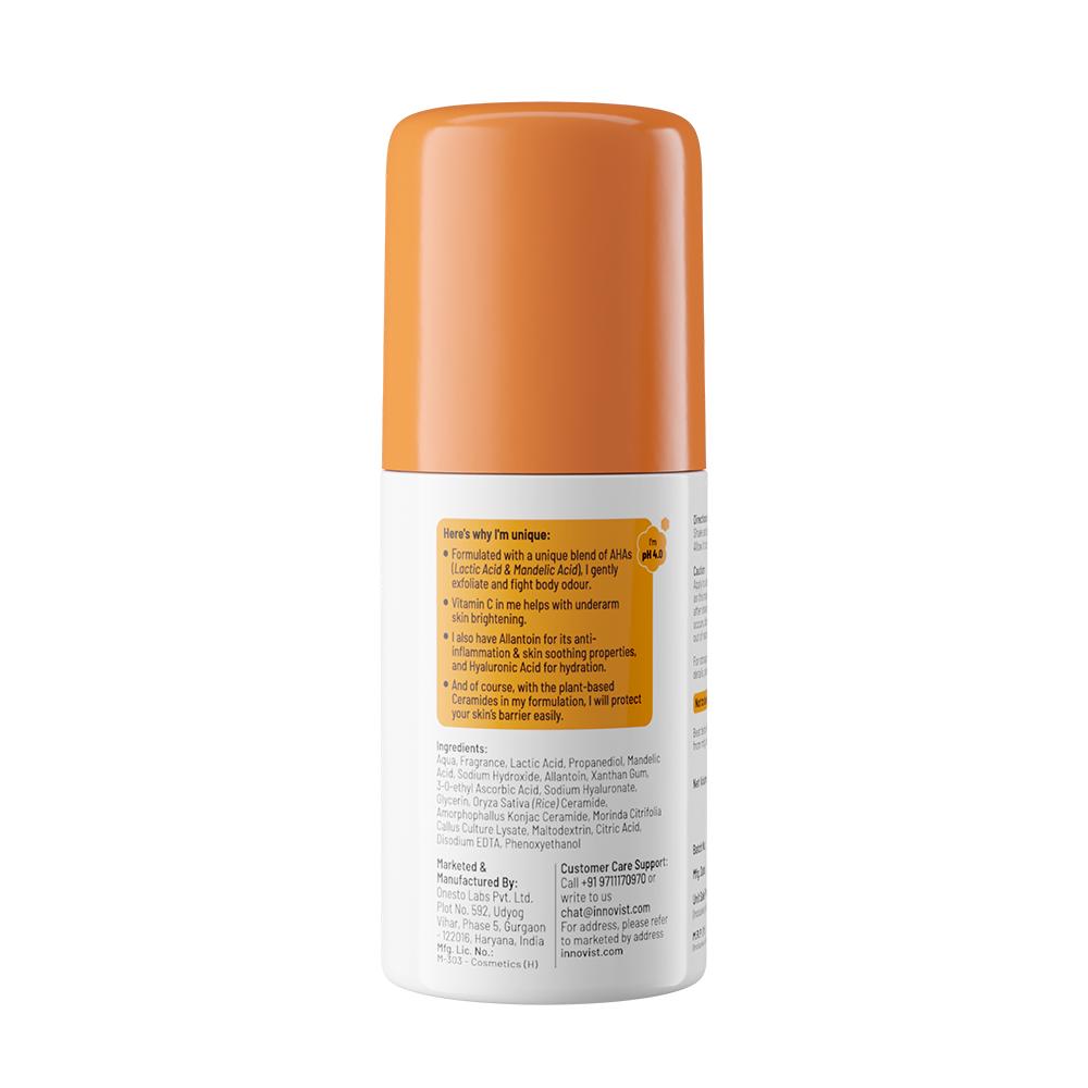 5% AHA Underarm Roll On Deodrant Lactic Acid for Men & Women - White Jasmine