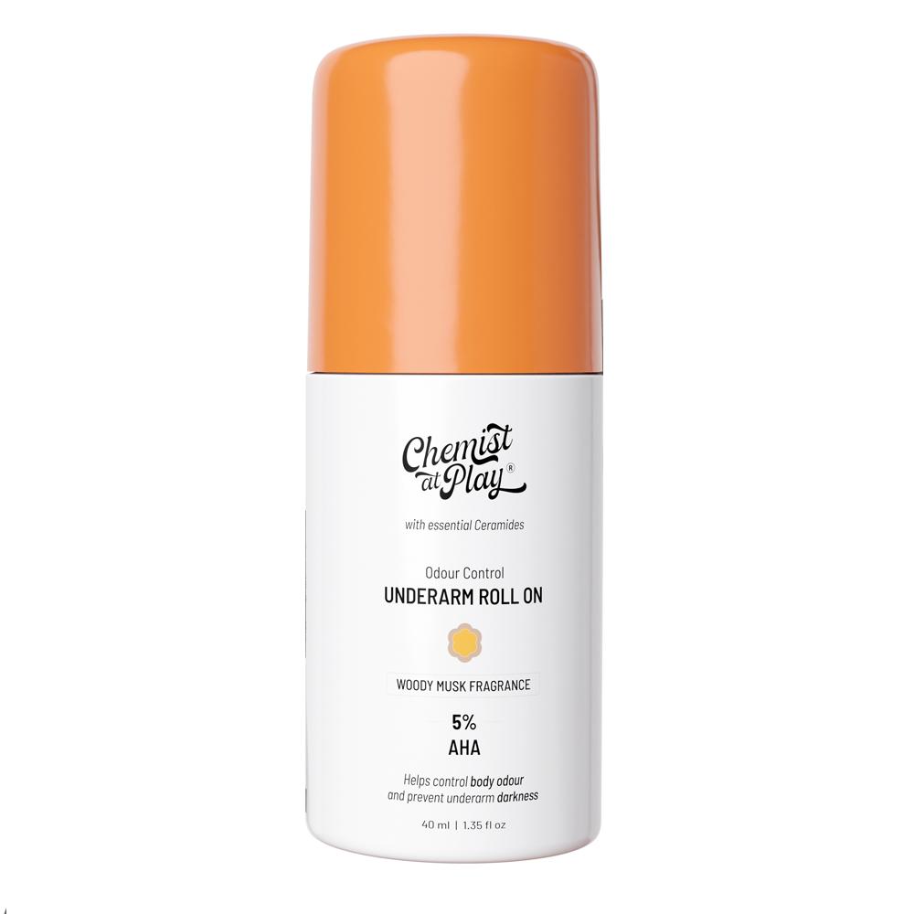 5% AHA Underarm Roll On Lactic Acid for Dark Underarm & Odour Control - Woody Musk