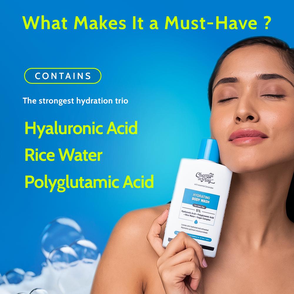 Hydrating Body Wash 5% Niacinamide & Hyaluronic Acid Shower Gel for Women & Men