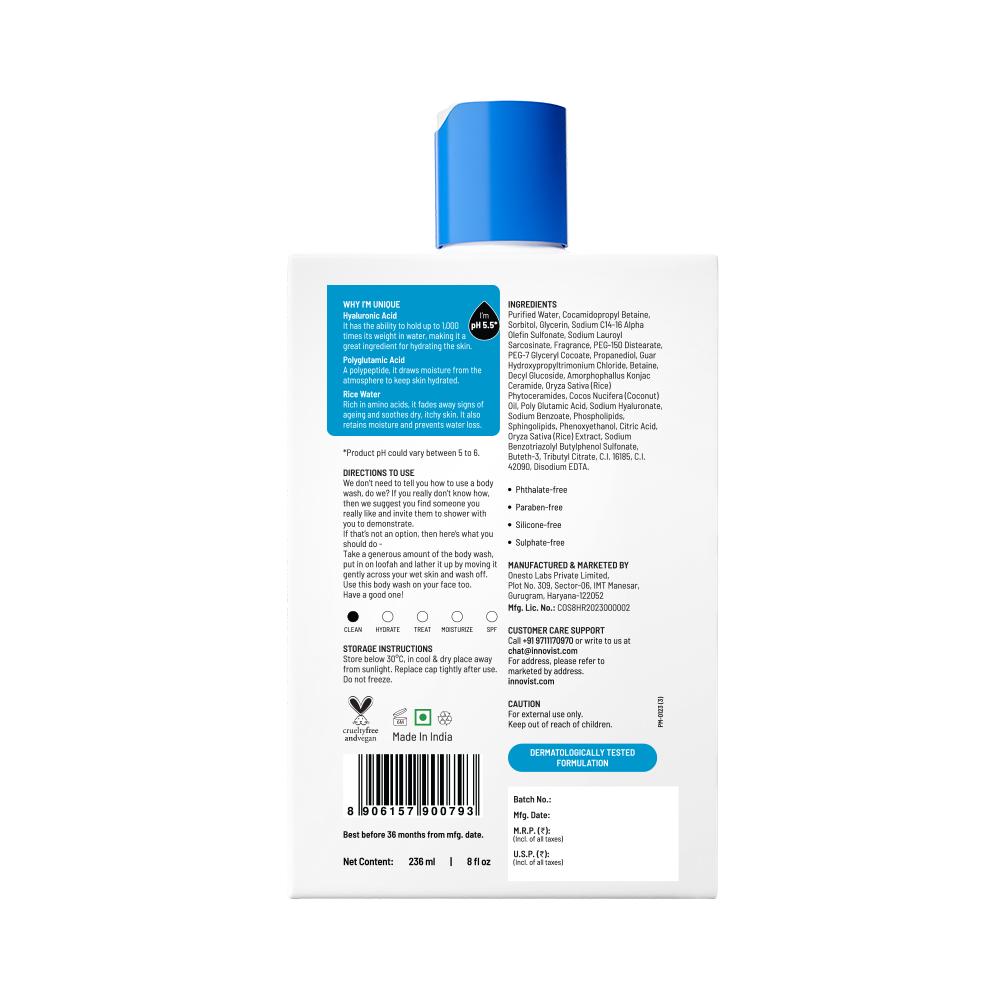 Hydrating Body Wash 5% Niacinamide & Hyaluronic Acid Shower Gel for Women & Men