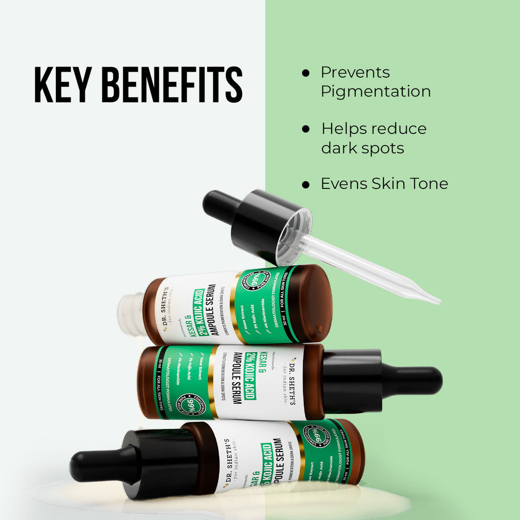 Kesar and 2% Kojic Acid Ampoule Serum for Pigmentation and Glow Boost