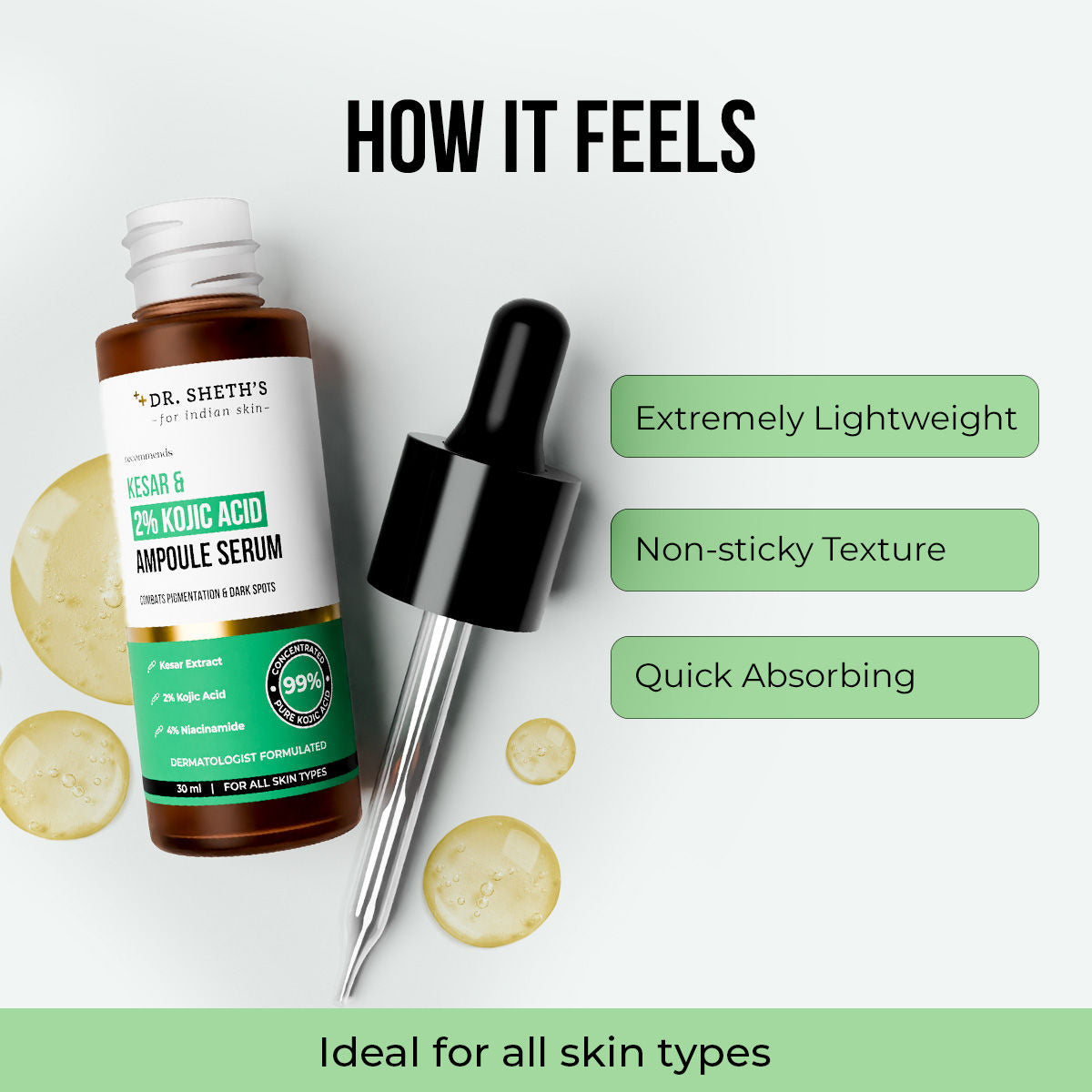 Kesar and 2% Kojic Acid Ampoule Serum for Pigmentation and Glow Boost