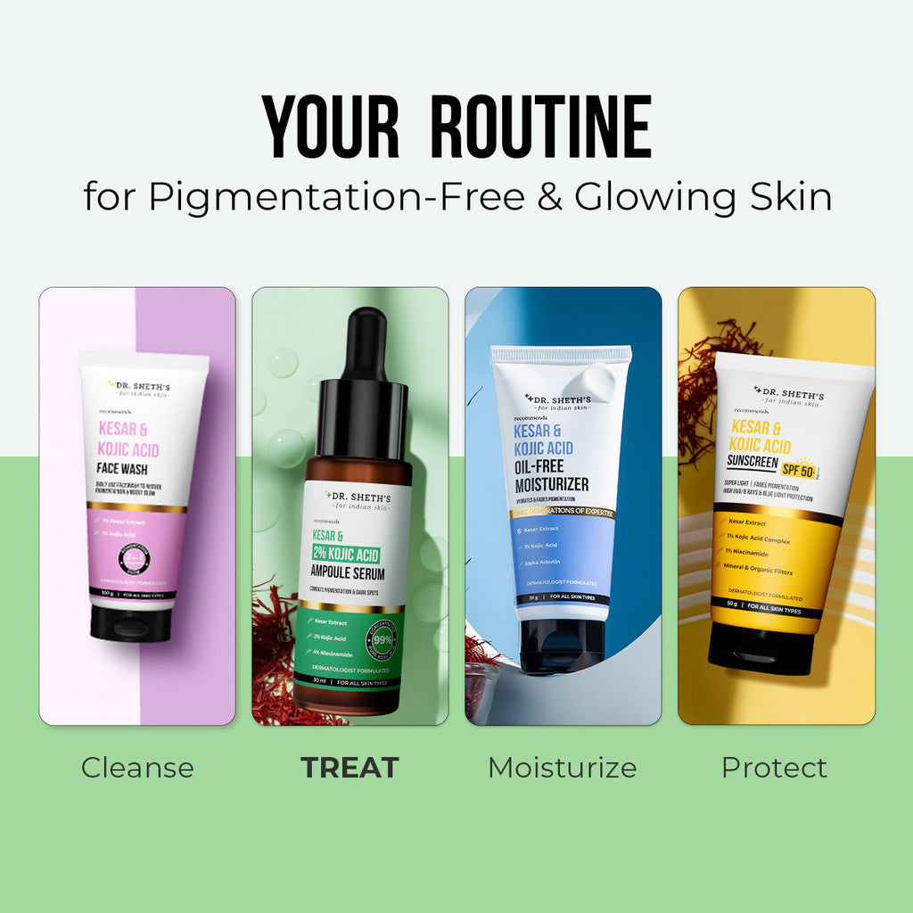 Kesar and 2% Kojic Acid Ampoule Serum for Pigmentation and Glow Boost