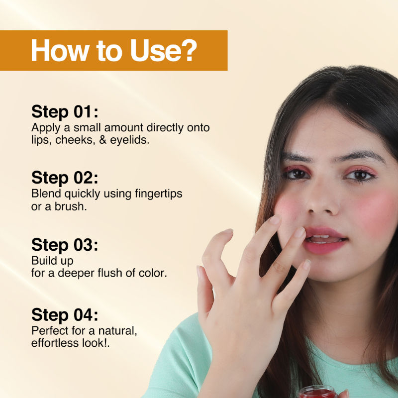 Lip, Cheek, & Eye Tint with Rich Pigment and Long-lasting Color 3 in 1