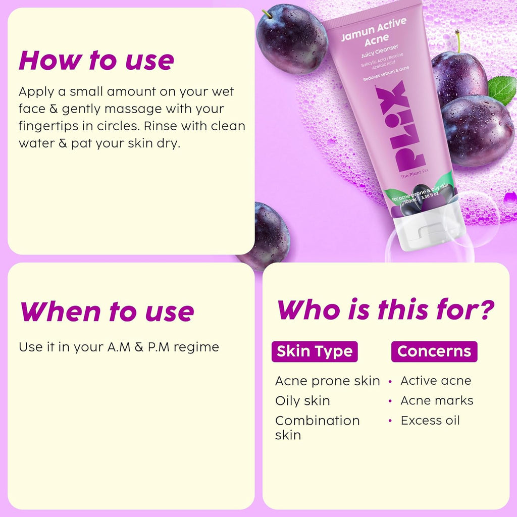 The Plant Fix Jamun Active Acne Mini Facewash Gel Oily & Acne Prone Skin