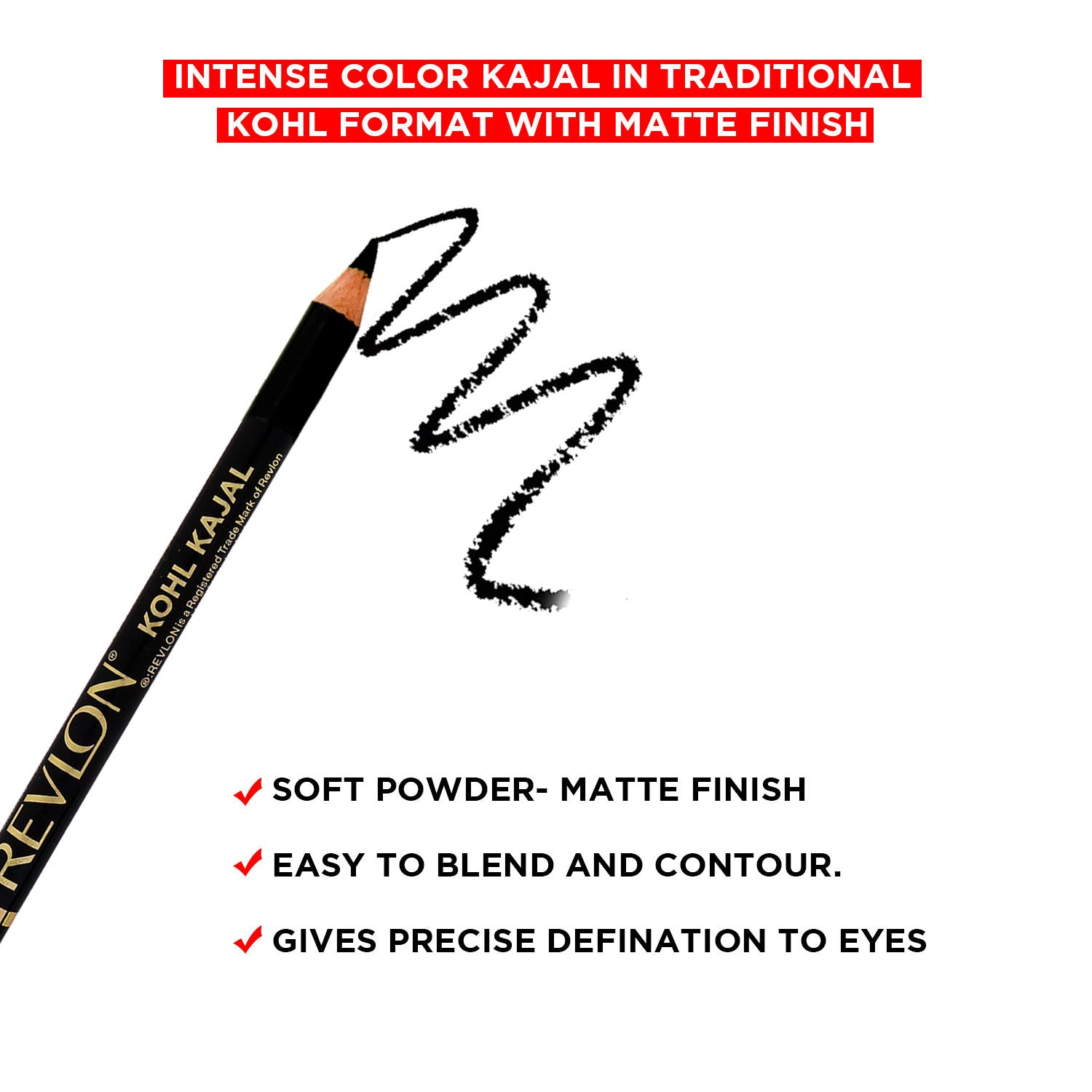 Kohl Kajal - Black With Free Sharpner