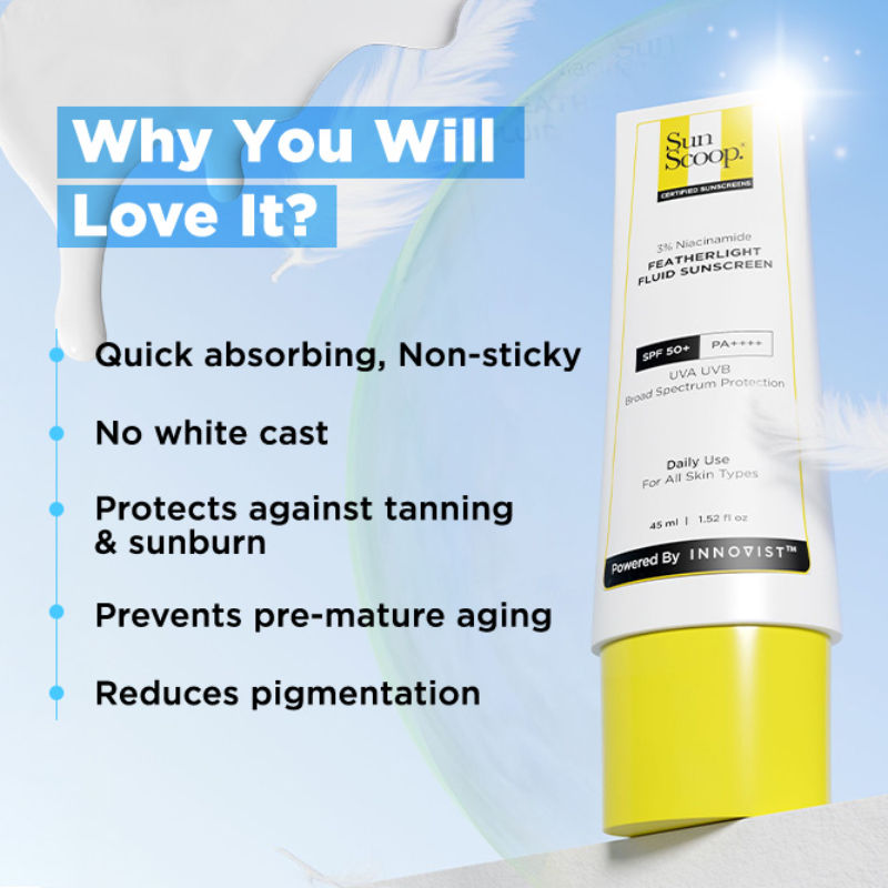 3% Niacinamide Fluid Sunscreen| SPF 50+ PA++++ Lightweight In-Vivo Tested Non-Greasy