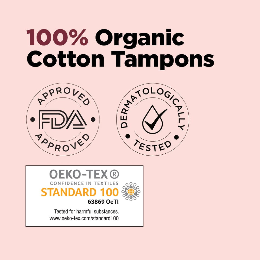 FDA Approved 100% Organic Tampon, Ultra Soft & Highly Absorbent (Super) - 10 Tampons