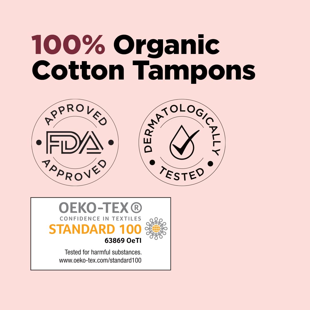 FDA Approved 100% Organic Tampon, Ultra Soft & Highly Absorbent (Super) - 10 Tampons