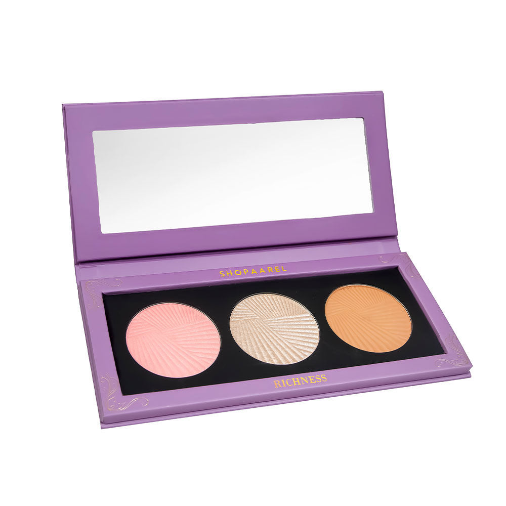Richness 3C Palette All-In-One Blusher Contour Highlighter Finishing Powder