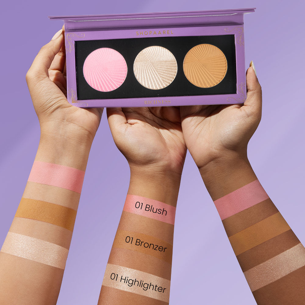 Richness 3C Palette All-In-One Blusher Contour Highlighter Finishing Powder