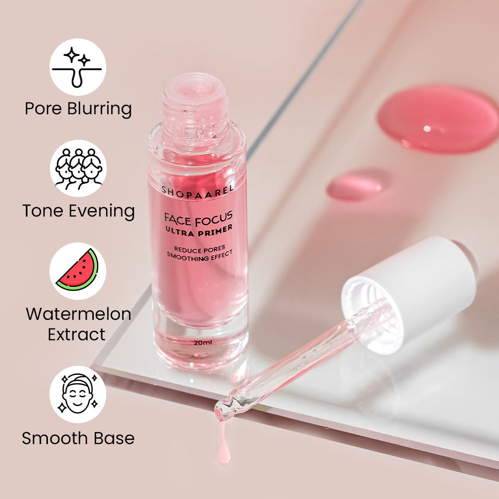 Face Focus Ultra Primer Reduce Pores, Watermelon Extract, Oil Control- Pink
