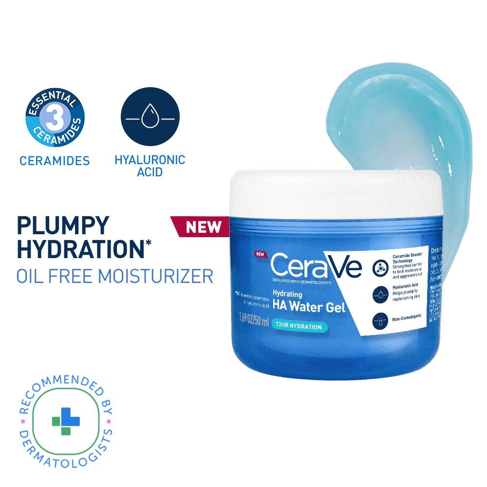 HA water gel oil-free face moisturizer with Hylauronic Acid & Ceramides for plumpy hydration