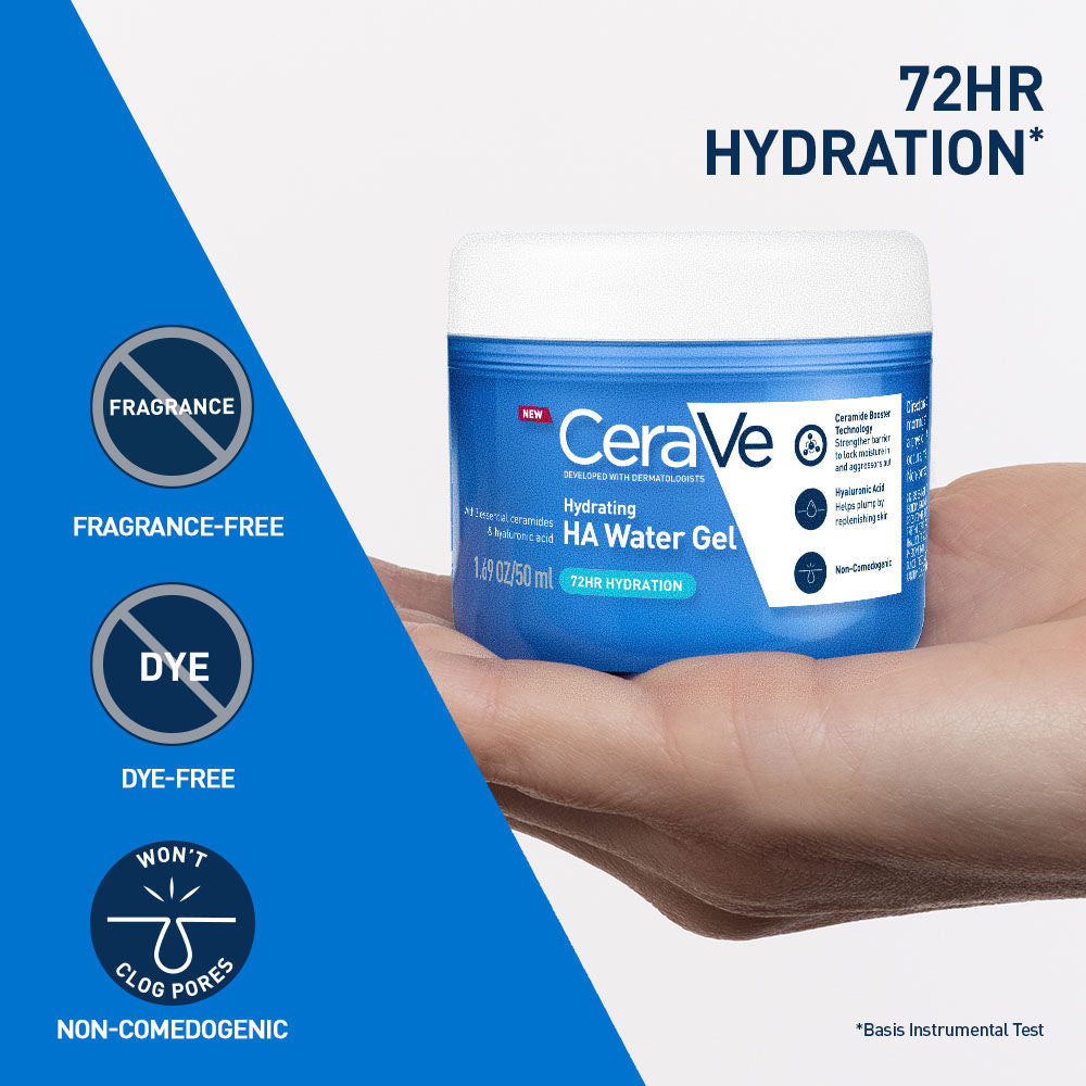 HA water gel oil-free face moisturizer with Hylauronic Acid & Ceramides for plumpy hydration