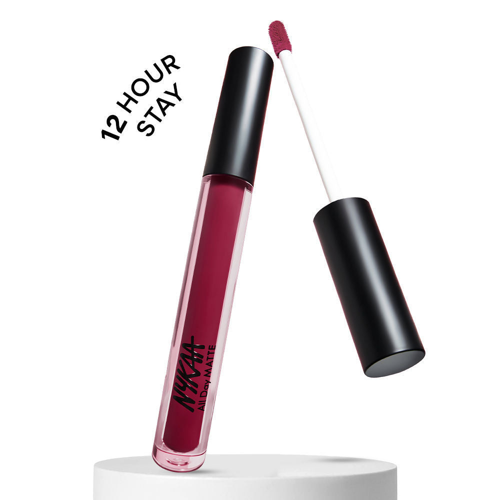 Nykaa All Day Matte Long Lasting Transferproof Liquid Lipstick - Bride Crew - Deep Wine
