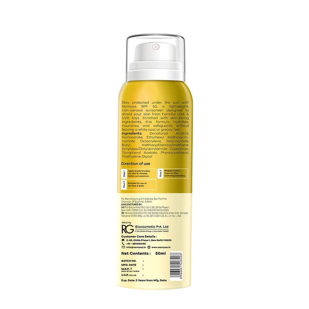 Sunscreen Spray SPF 50 For Sun Protection Against UVA/UVB With PA+++
