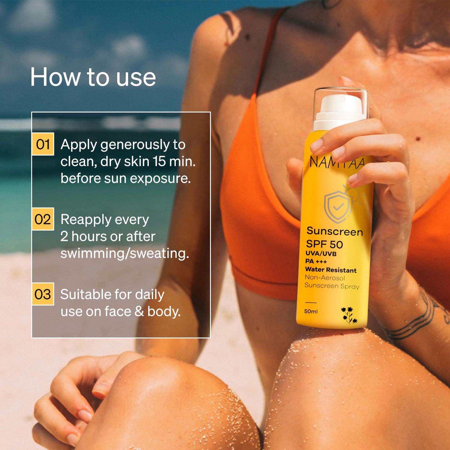Sunscreen Spray SPF 50 For Sun Protection Against UVA/UVB With PA+++